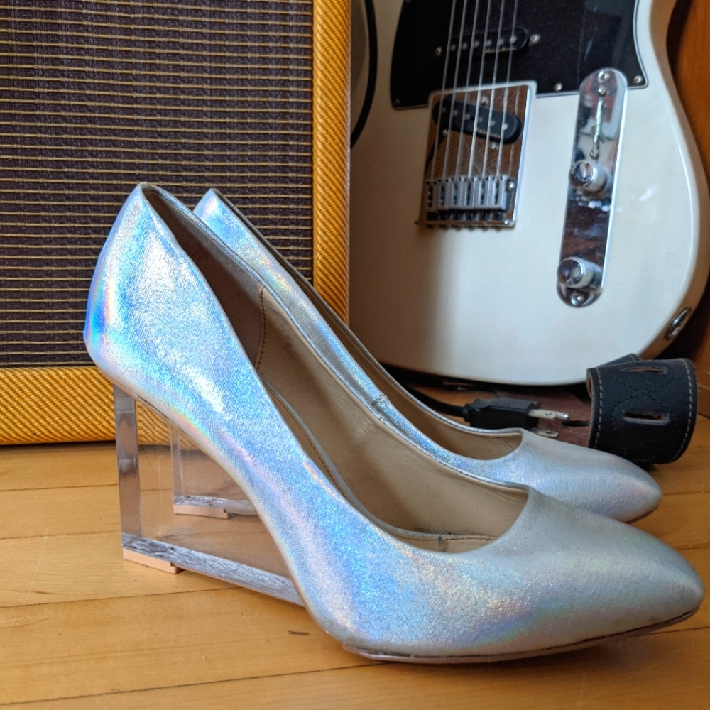 Katy Perry Collection Rainbow Shimmer Wedge - Size 8 - Lightly Used